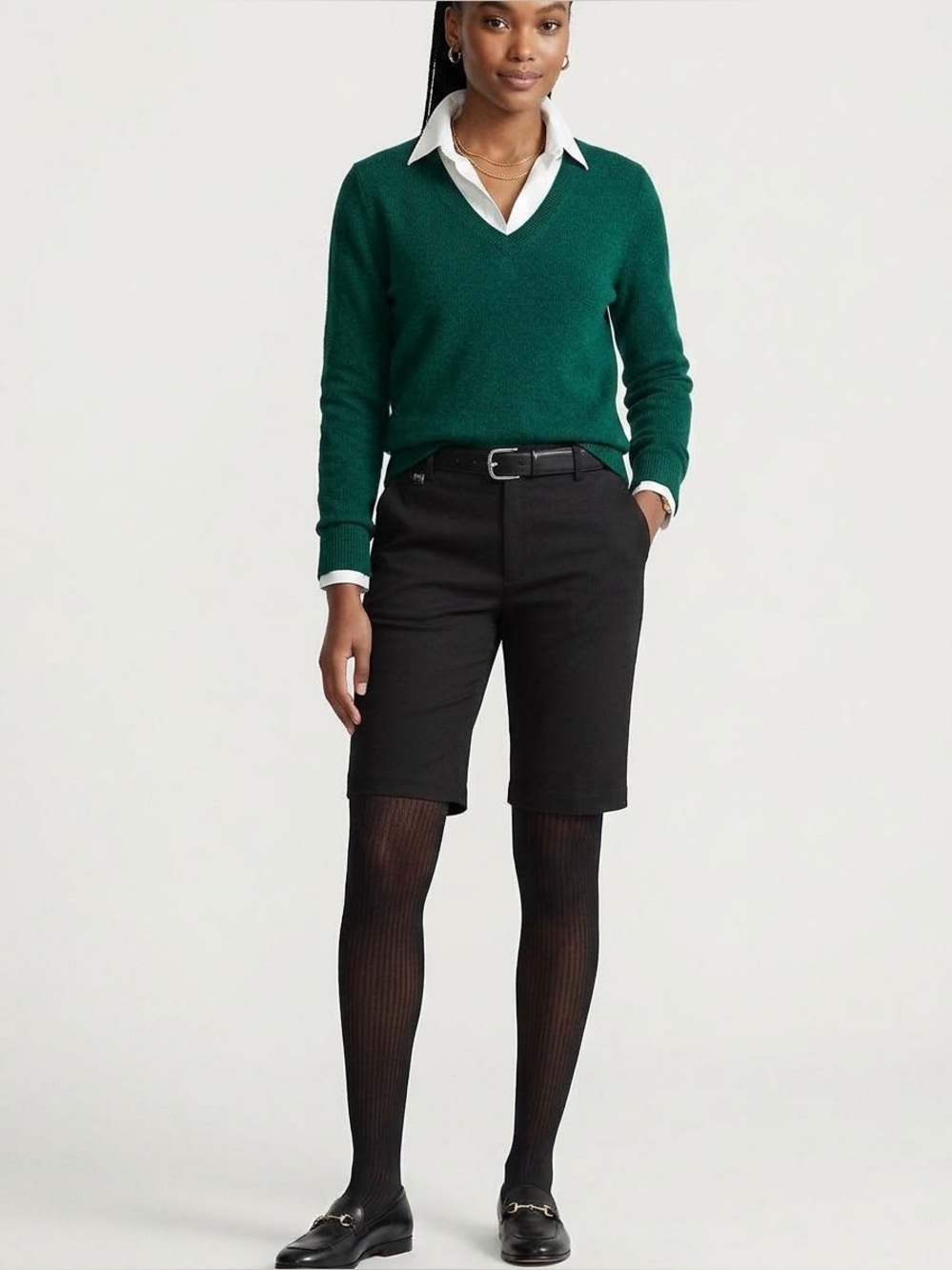 LAUREN Ralph Lauren Black Bi-Stretch Twill Slim-Fit Bermuda Shorts Size 12